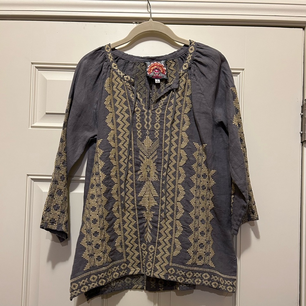 Johnny Was Embroidered Tunic Top